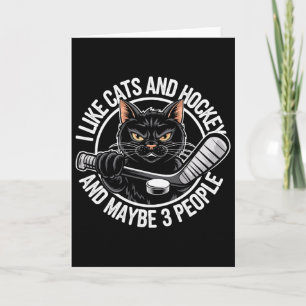 Carte J'aime les chats et le hockey et peut-être 3 perso