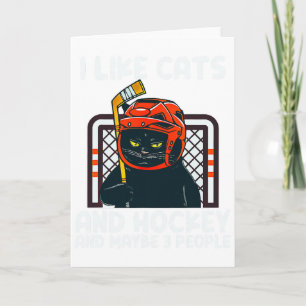 Carte J'Aime Les Chats Et Le Hockey Et Peut-être 3 Perso