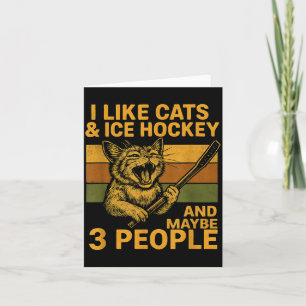 Carte J'aime les chats, le hockey sur glace et peut-être