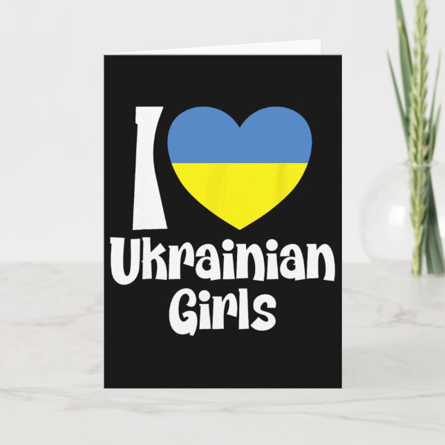Carte J'aime les filles ukrainiennes avec le drapeau du  (Devant)