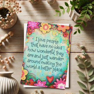 Carte J'Aime Les Gens Plutôt Whimsical Floral Gai