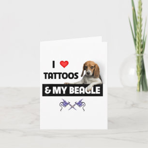 Carte J'Aime Les Tatouages Et Mon Chien Beagle Tatouage