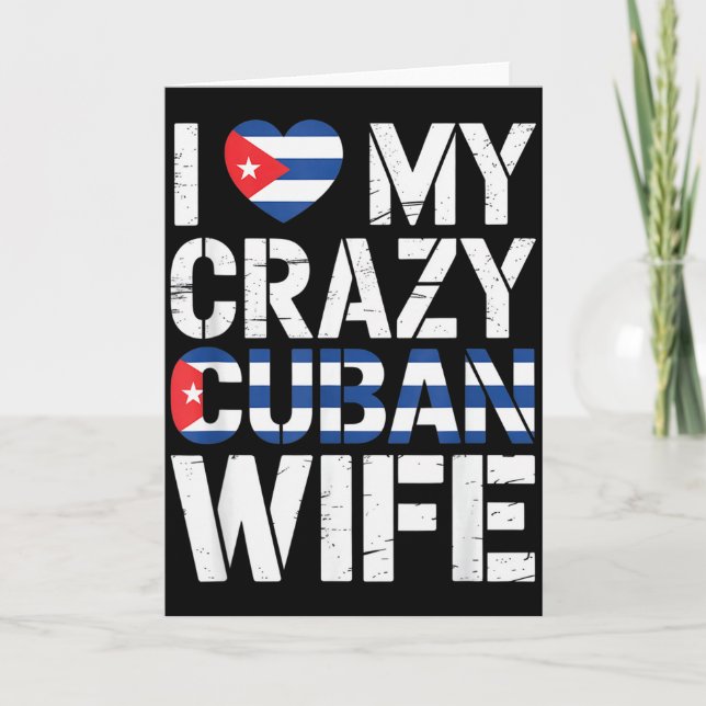 Carte J'aime ma femme cubaine folle Mari fun Cuba Fierté (Devant)