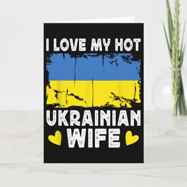 Carte J'aime ma femme ukrainienne chaude Conjoint Drapea (Devant)