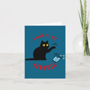 Carte J'aime ma glace écrasée drôle chat renverser verre