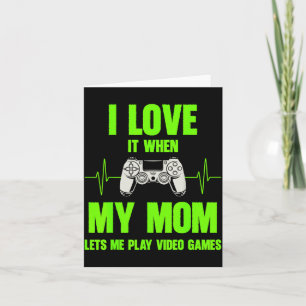 Carte J'aime ma maman joueuse de jeux vidéo pour adolesc