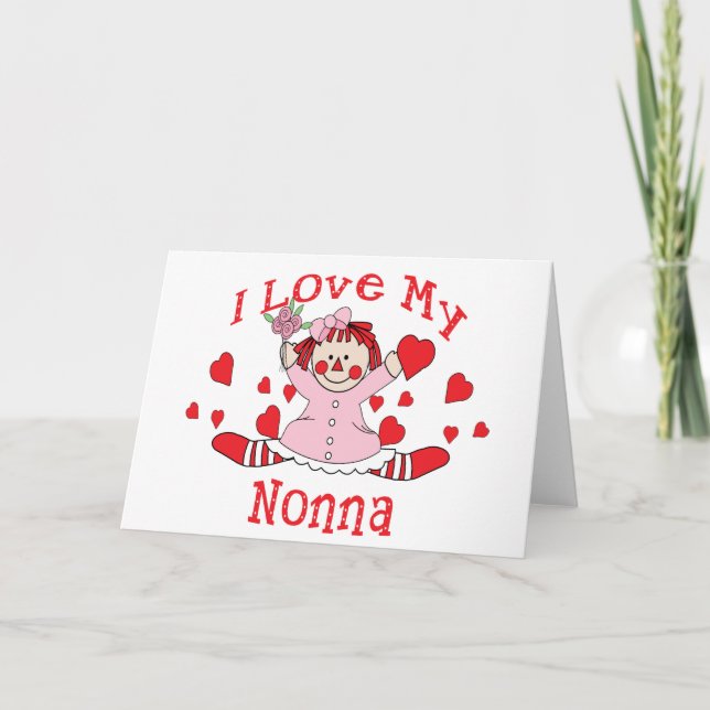 Carte J'aime ma poupée et coeurs de chiffon de Nonna (Devant)
