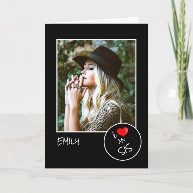 Carte J'aime ma soeur photo personnalisée (Devant)