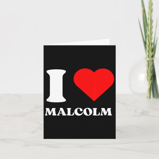 Carte J'aime Malcolm J'ai un coeur Malcolm Nom Y2k Saint (Devant)