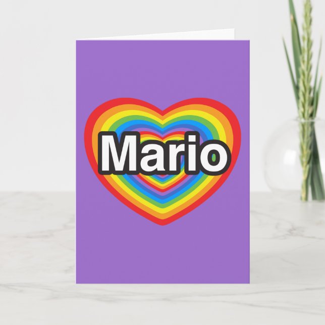 Carte J'aime Mario. Je t'aime Mario. Cœur (Devant)