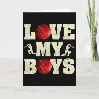 Carte J'aime mes garçons Cricket Drôle de fête des pères