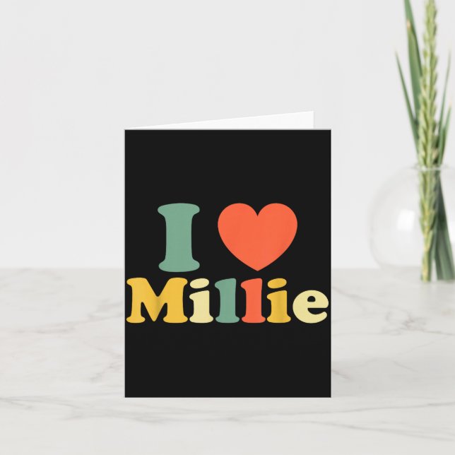 Carte J'aime Millie, J'adore Millie, Cœur Rouge de la Sa (Devant)