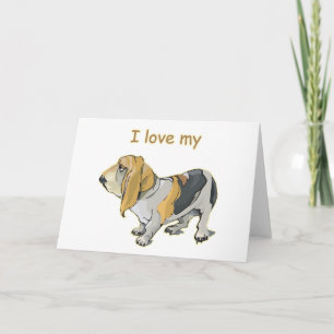 Carte J'aime mon Basset Hound