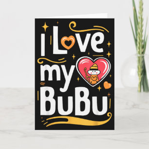 Carte J'aime mon Bubu Mignon Saint-Valentin Enfant Enfan