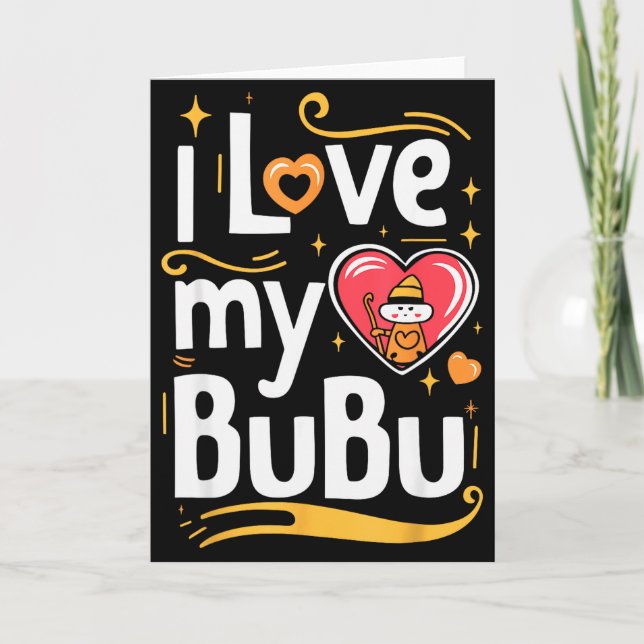 Carte J'aime mon Bubu Mignon Saint-Valentin Enfant Enfan (Devant)