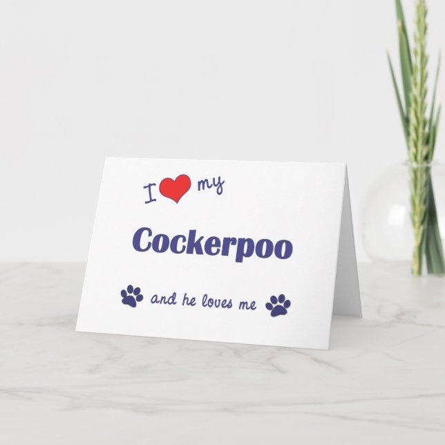 Carte J'Aime Mon Cockerpoo (Chien Mâle) (Devant)