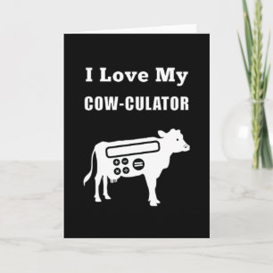 Carte J'Aime Mon Cow-culator Funny Math Calculator Pun
