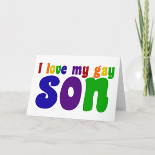 Carte J'Aime Mon Fils Gay Retro Rainbow Maman