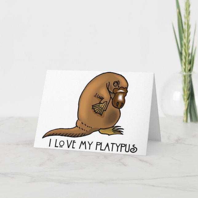 Carte J'aime mon ornithorynque (Devant)