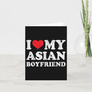 Carte J'aime mon petit ami asiatique Humour Petite amie 