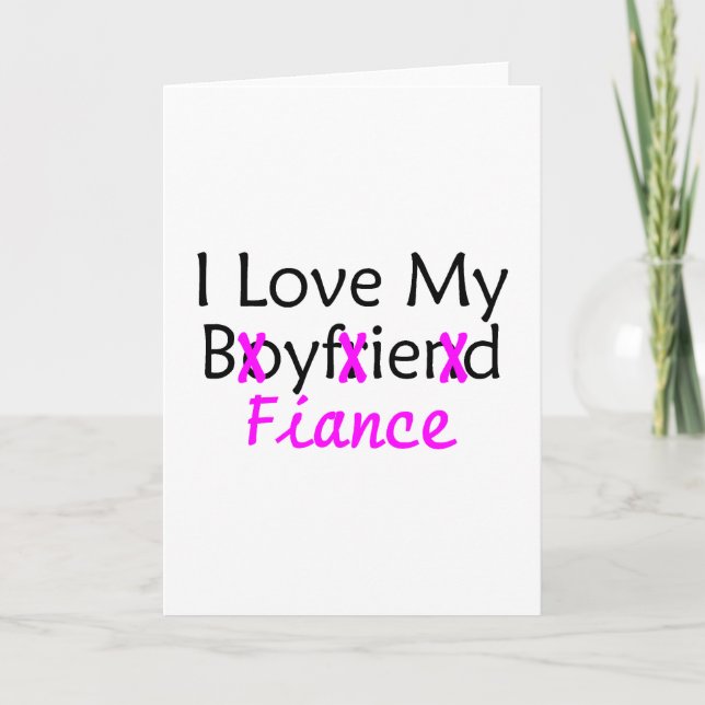 Carte J'Aime Mon Petit Ami Fiance Rose (Devant)