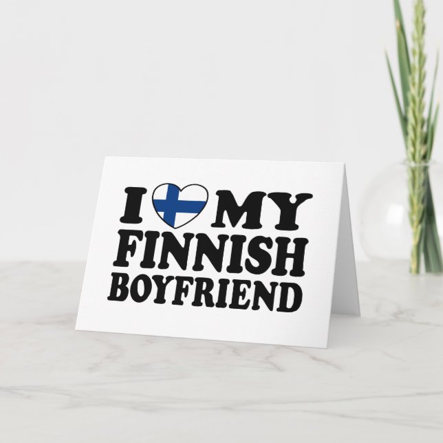 Carte J'aime mon petit ami finlandais (Devant)