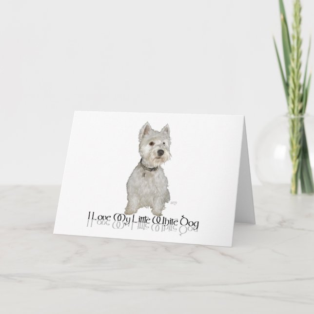Carte J'aime mon petit chien blanc - Westie (Devant)