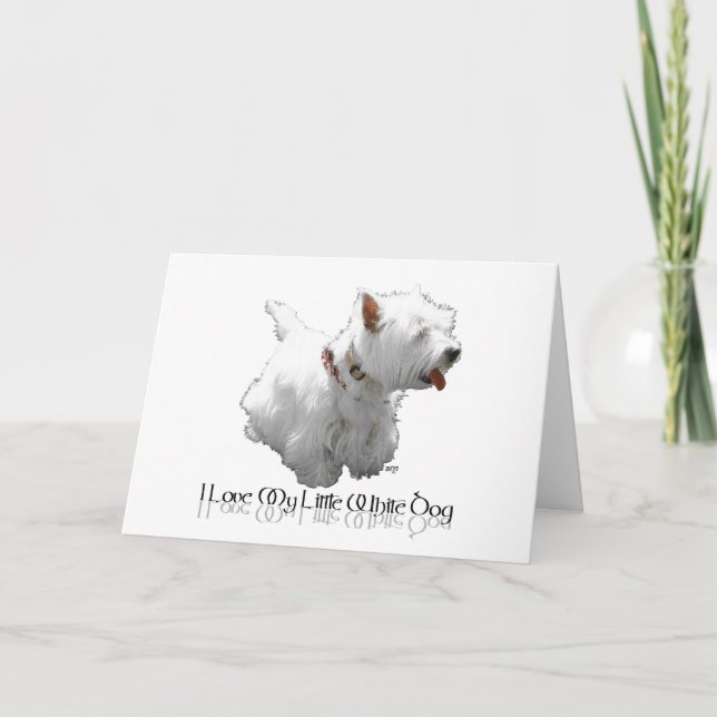 Carte J'aime mon petit chien blanc - Westie (Devant)