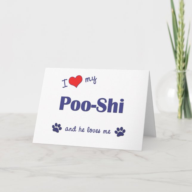 Carte J'Aime Mon Poo-Shi (Chien Homme) (Devant)