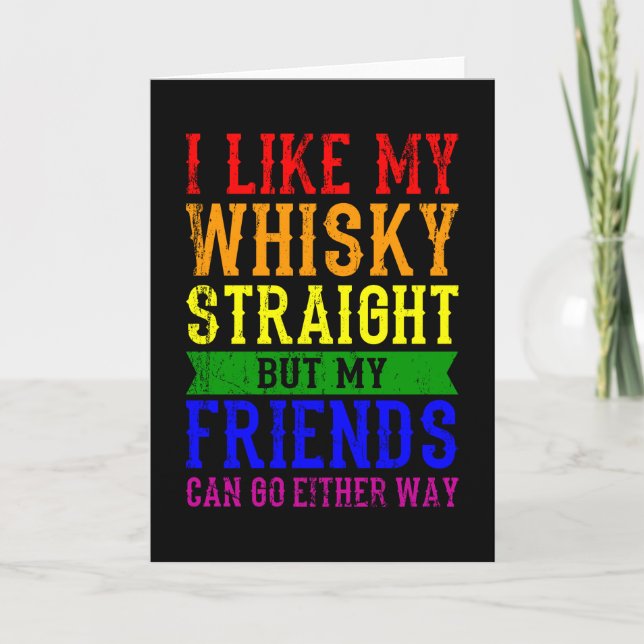 Carte J'AIME MON WHISKY STRAIGHT LGBT Pride Moth LGBTQ (Devant)