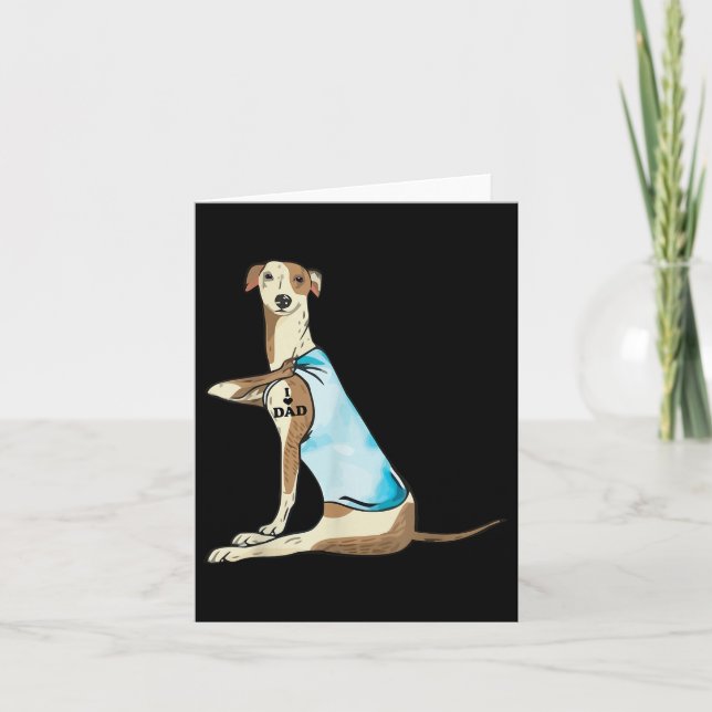 Carte J'Aime Papa Whippet Chien Tattoo (Devant)