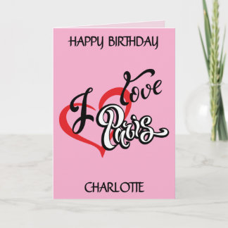 Carte J'Aime Paris. Modifiable