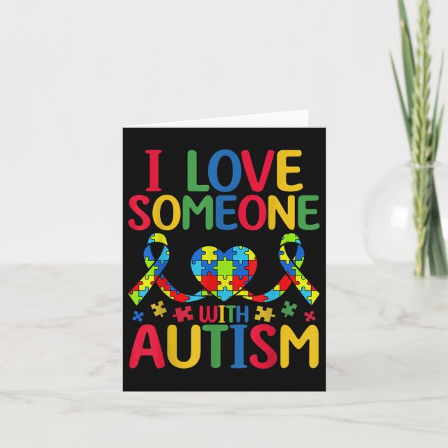 Carte J'Aime Quelqu'Un Avec Sensibilisation sur l'autism (Devant)