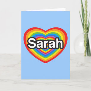 Carte J'aime Sarah. Je t'aime Sarah. Coeur