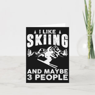 Carte J'Aime Skier Et Peut Être 3 Personnes Sports D'Hiv