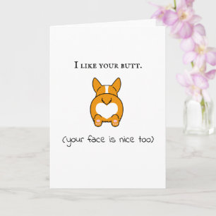 Carte j'aime ton cul ton visage est beau aussi corgi drô