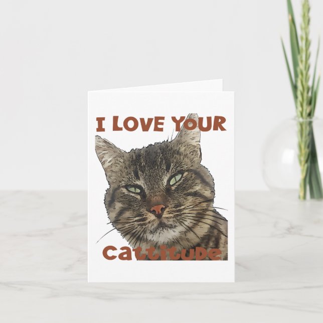 Carte J'Aime Votre Cattitude Fun Pun Citation (Devant)