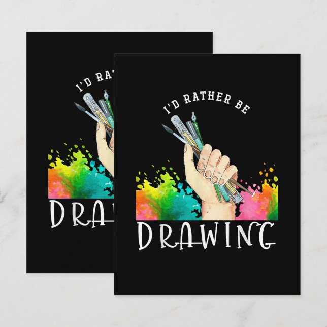 Carte  J'aimerais mieux dessiner (Devant / Derrière)