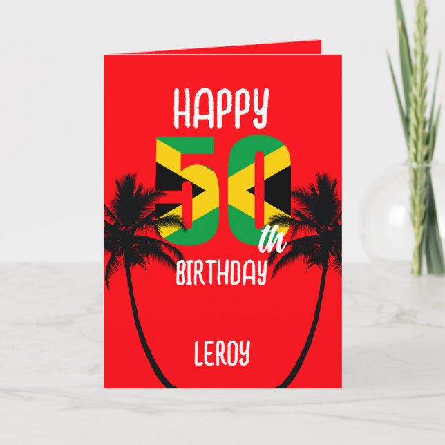 Carte Jamaïcain Joyeux 50ème anniversaire (Devant)