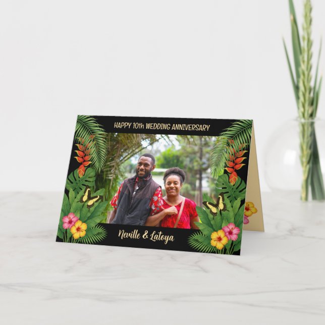 Carte Jamaican Tropical Wedding Anniversary Add Photo (Devant)