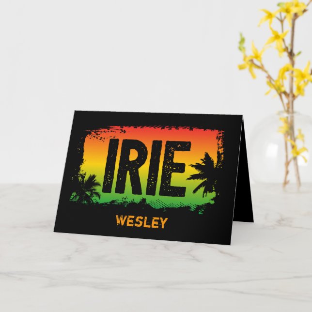 Carte Jamaïque IRIE Palmier Tropical Drapeau Couleurs Ra (Fleur jaune)
