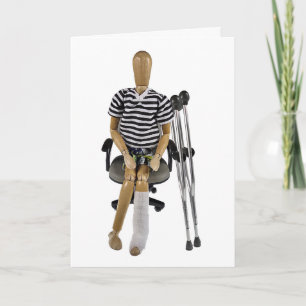 Carte Jambe gauche dans un plâtre sur une chaise avec de
