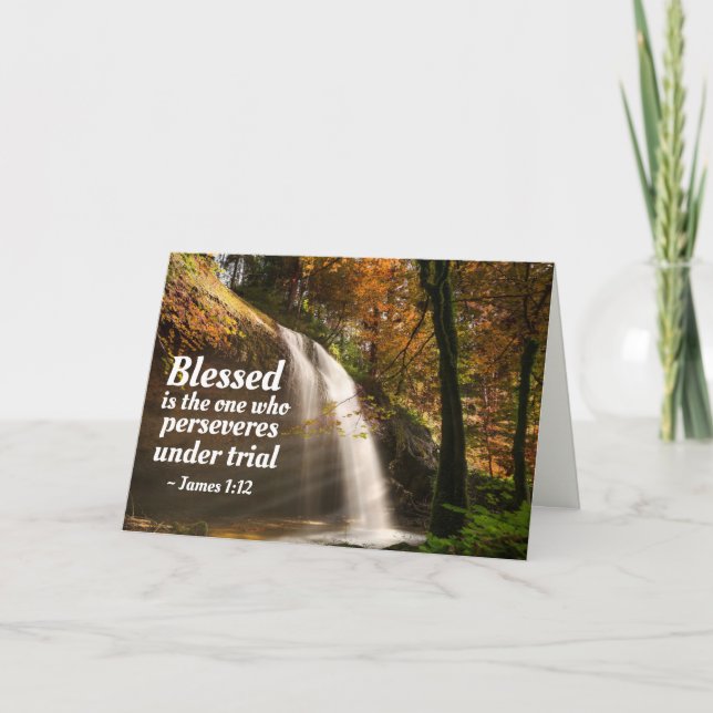 Carte James 1:12 Béni est celui qui persévère dans la Bi (Devant)