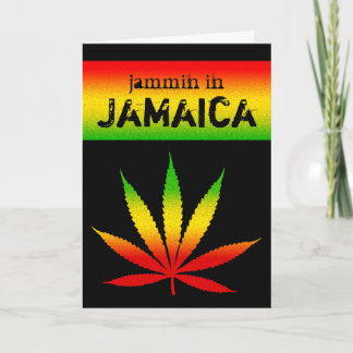 Carte Jammin en Jamaïque Couleurs de Reggae Rasta Feuill
