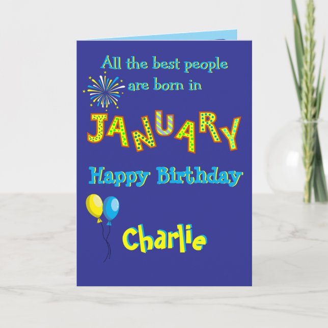 Carte January Birthday Folded Greeting Card (Devant)