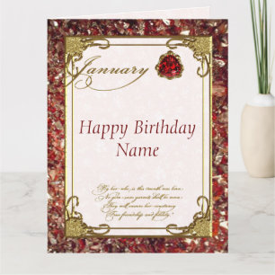 Carte Janvier Garnet Birthstone 8.5X11 Anniversaire
