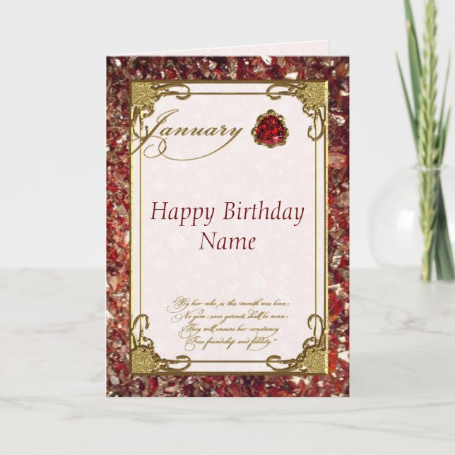 Carte Janvier Garnet Birthstone Birthstone Birthday Card (Devant)