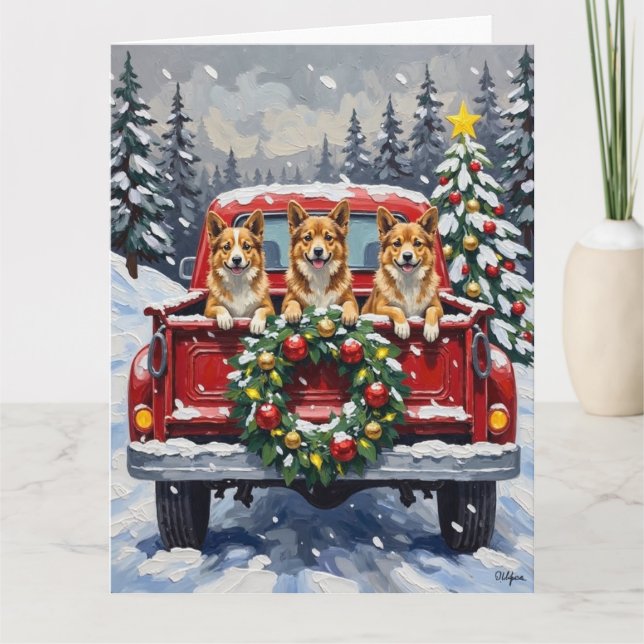 Carte Japanese Chin Christmas Red Truck Holiday (Devant)