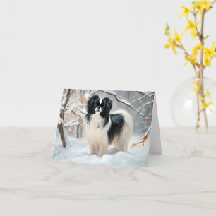 Carte Japanese Chin Qu'il neige Noël