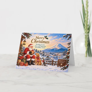 Carte Japanese Christmas with Mount Fuji and Santa